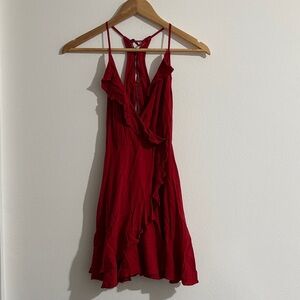 Chic Red Ruffle open back Dress details in back  summer, night out, date, sexy